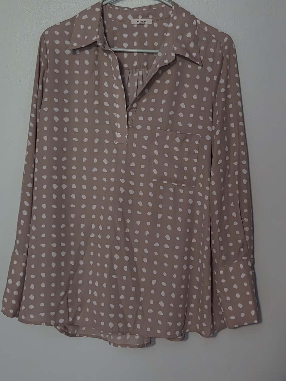 Pleione Mauve-Pink Polka Dot Pullover Blouse